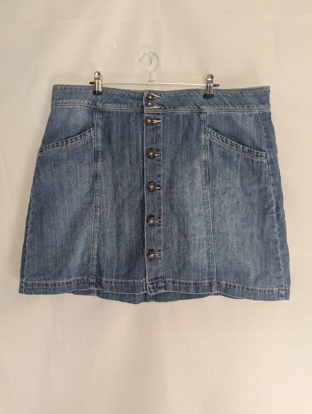 American Eagle Button Front Jean Skirt Cotton Denim 18